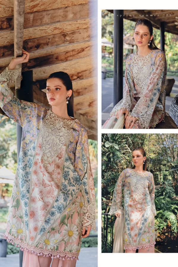 3 Piece Stitched Lawn Suit by Maria B. MPrints Spring/Summer ’26 D-10B