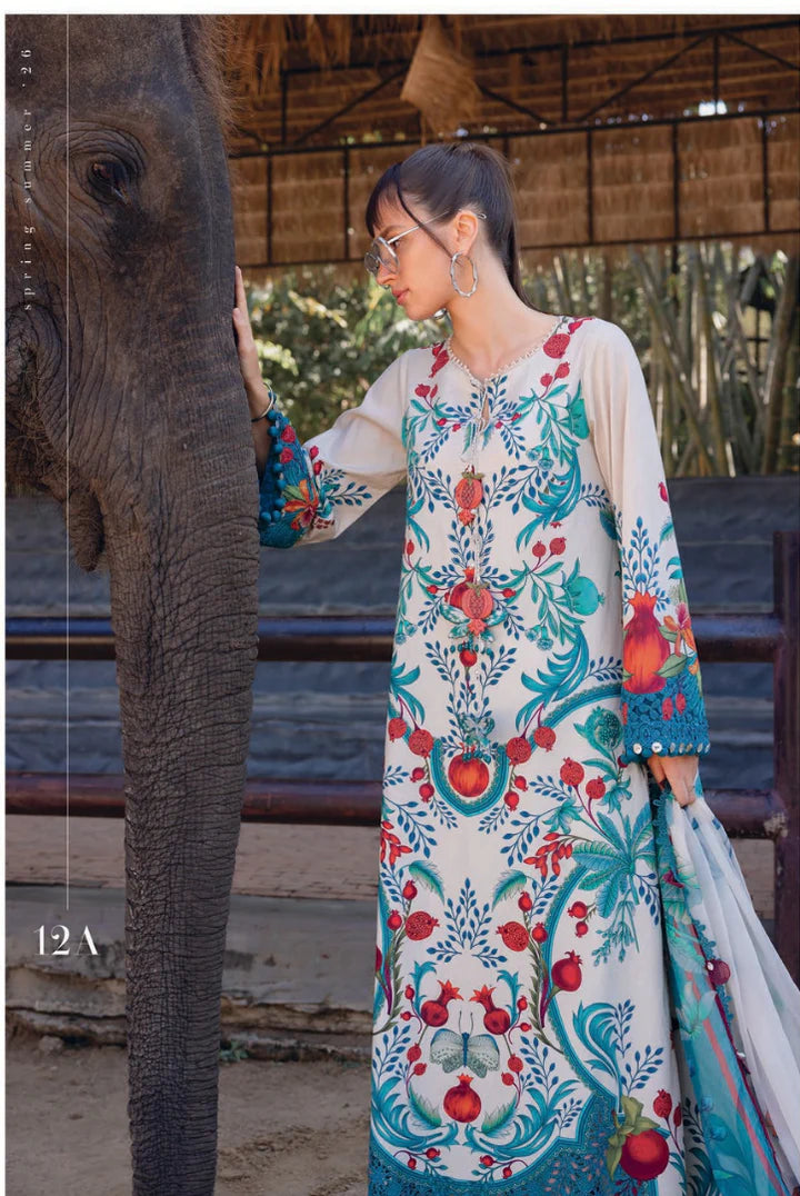3 Piece Stitched Lawn Suit by Maria B. MPrints Spring/Summer ’26 D-12A