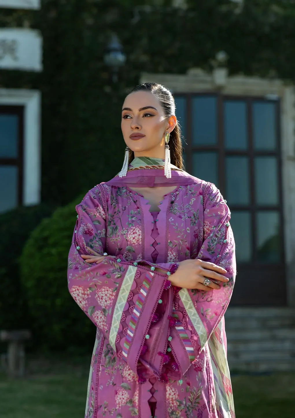 EPE-04B FUCHSIA FANTASY - Default Title - Elaf Premium Digital Printed Lawn Dress