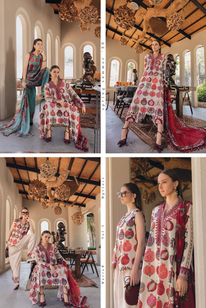 3 Piece Stitched Lawn Suit by Maria B. MPrints Spring/Summer ’26 D-3A
