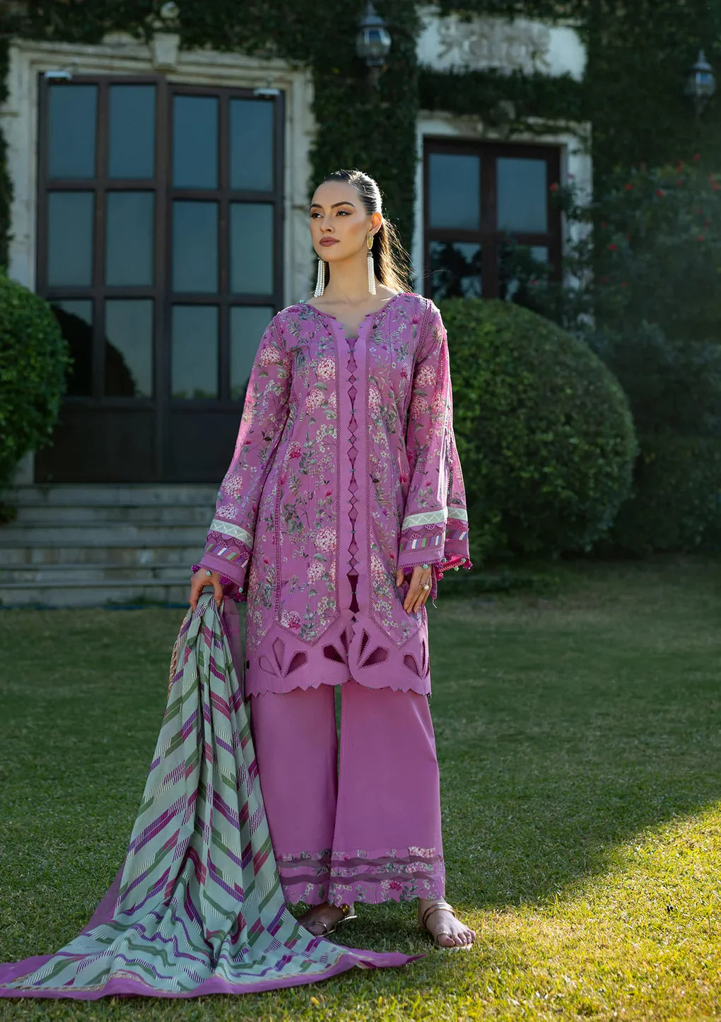 EPE-04B FUCHSIA FANTASY - Default Title - Elaf Premium Digital Printed Lawn Dress