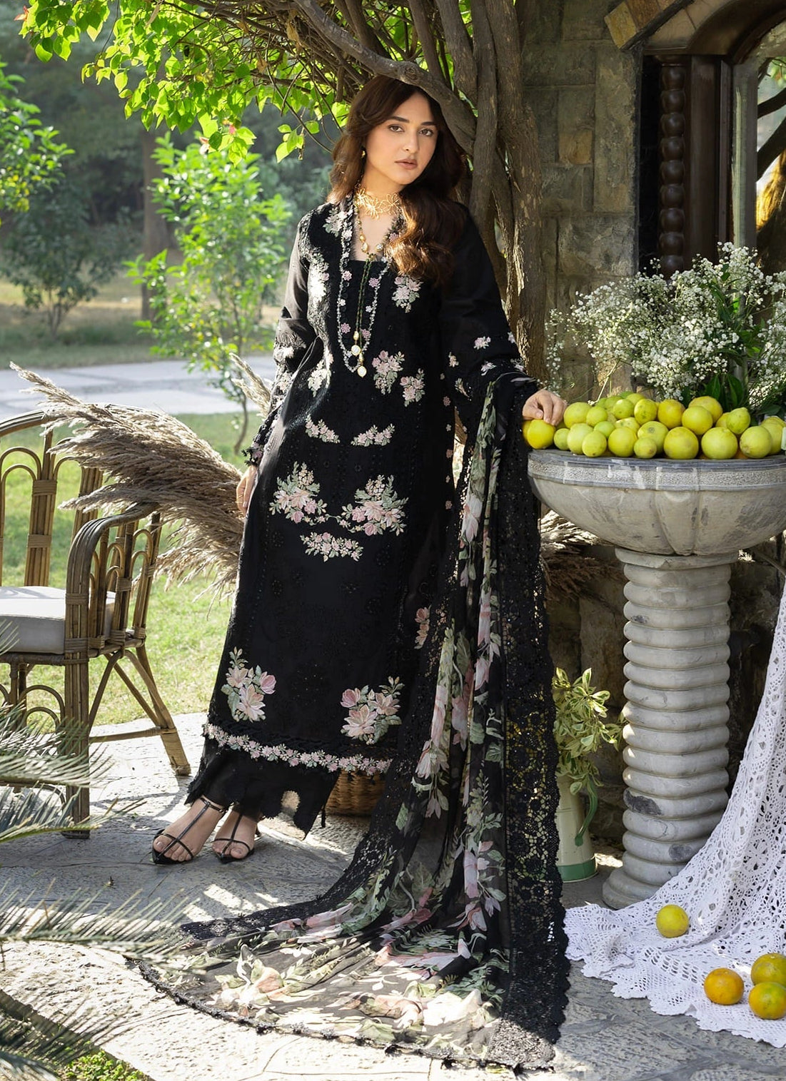 Elaf Luxury Lawn – ELY-2B MIDNIGHT BLOSSOM