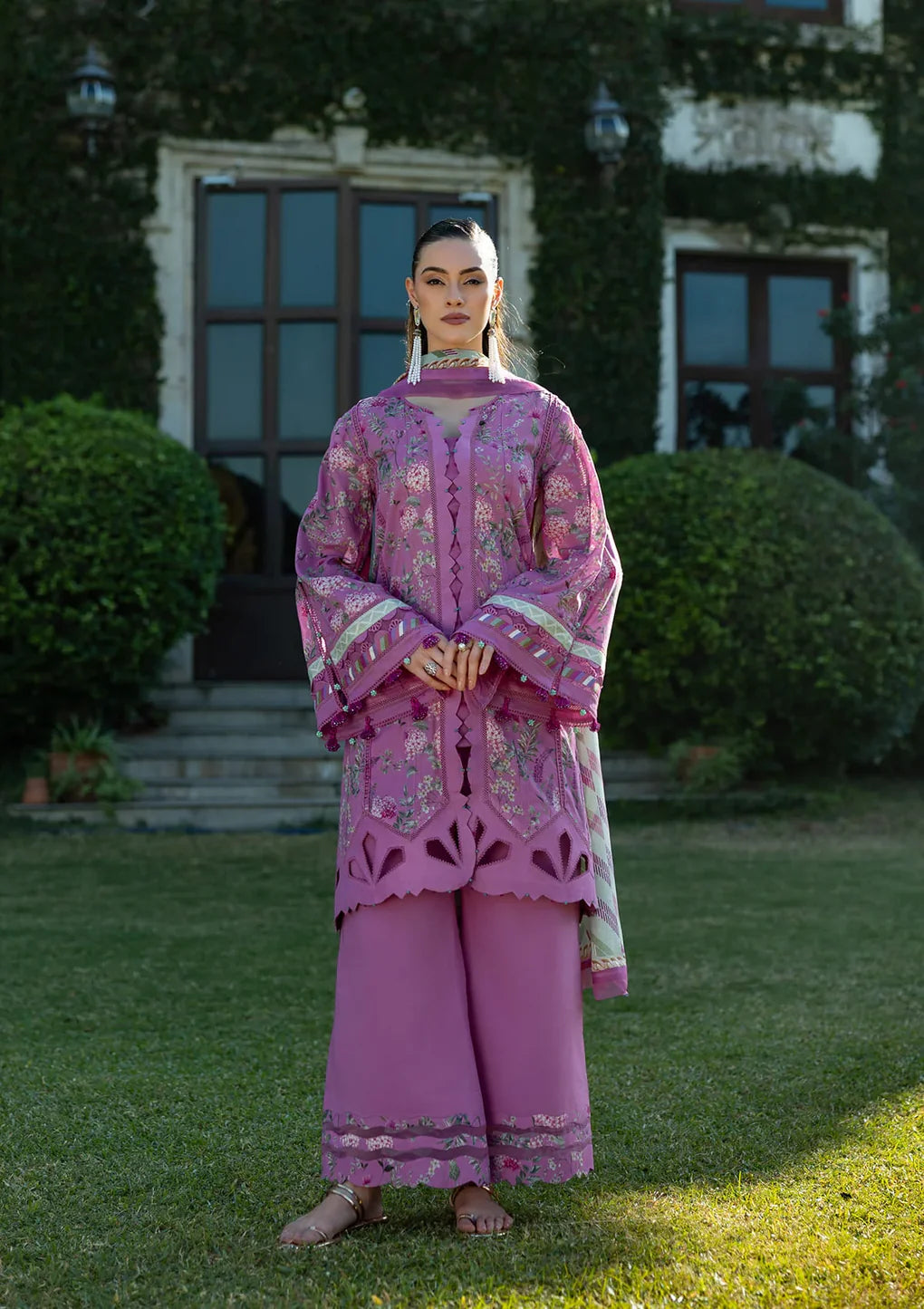 EPE-04B FUCHSIA FANTASY - Default Title - Elaf Premium Digital Printed Lawn Dress