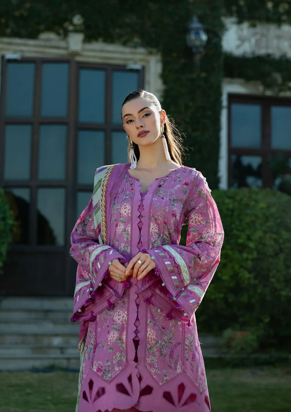 EPE-04B FUCHSIA FANTASY - Default Title - Elaf Premium Digital Printed Lawn Dress