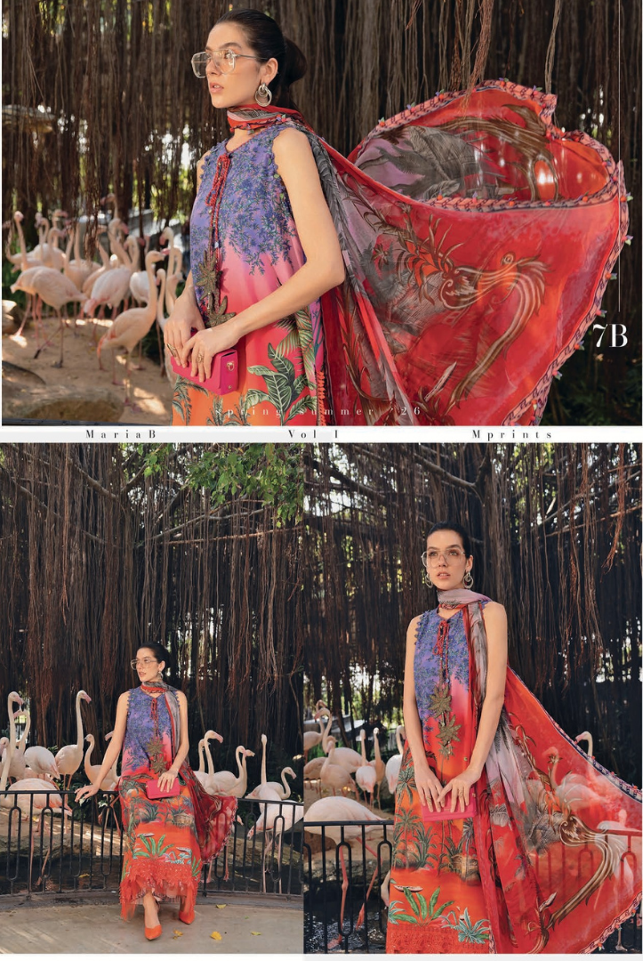 3 Piece Stitched Lawn Suit by Maria B. MPrints Spring/Summer ’26 D-7B