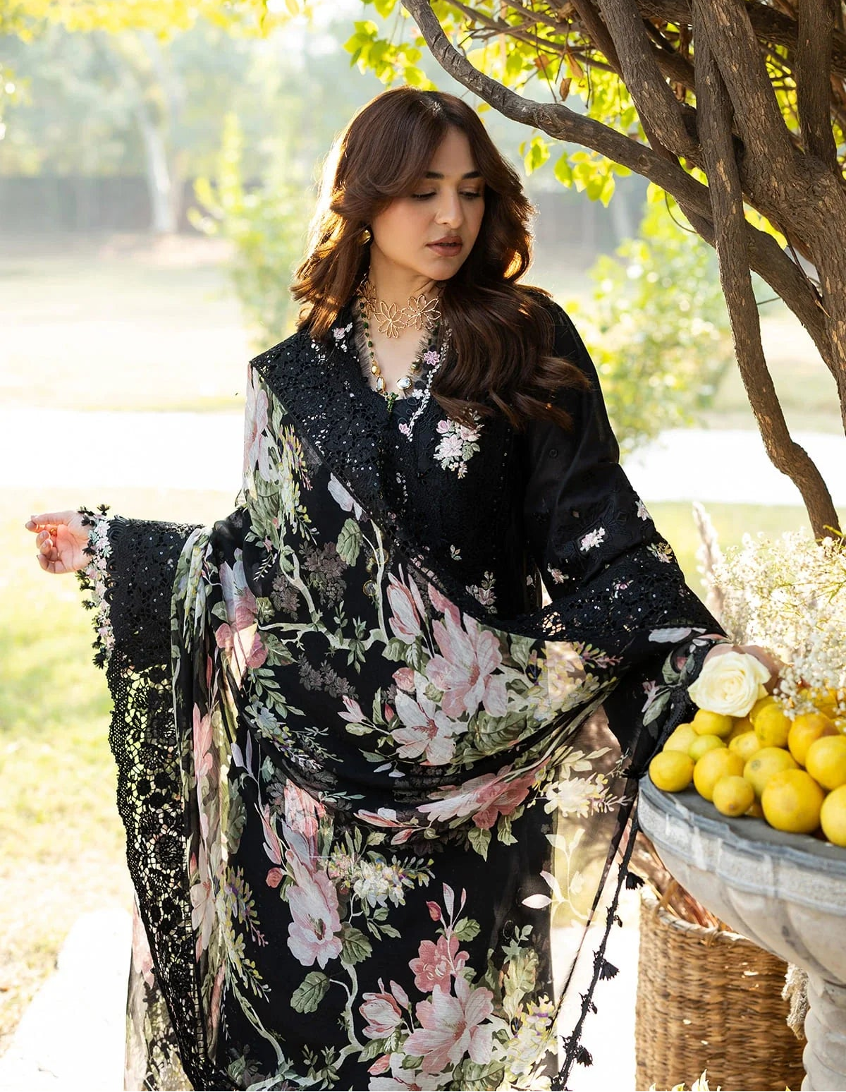 Elaf Luxury Lawn – ELY-2B MIDNIGHT BLOSSOM