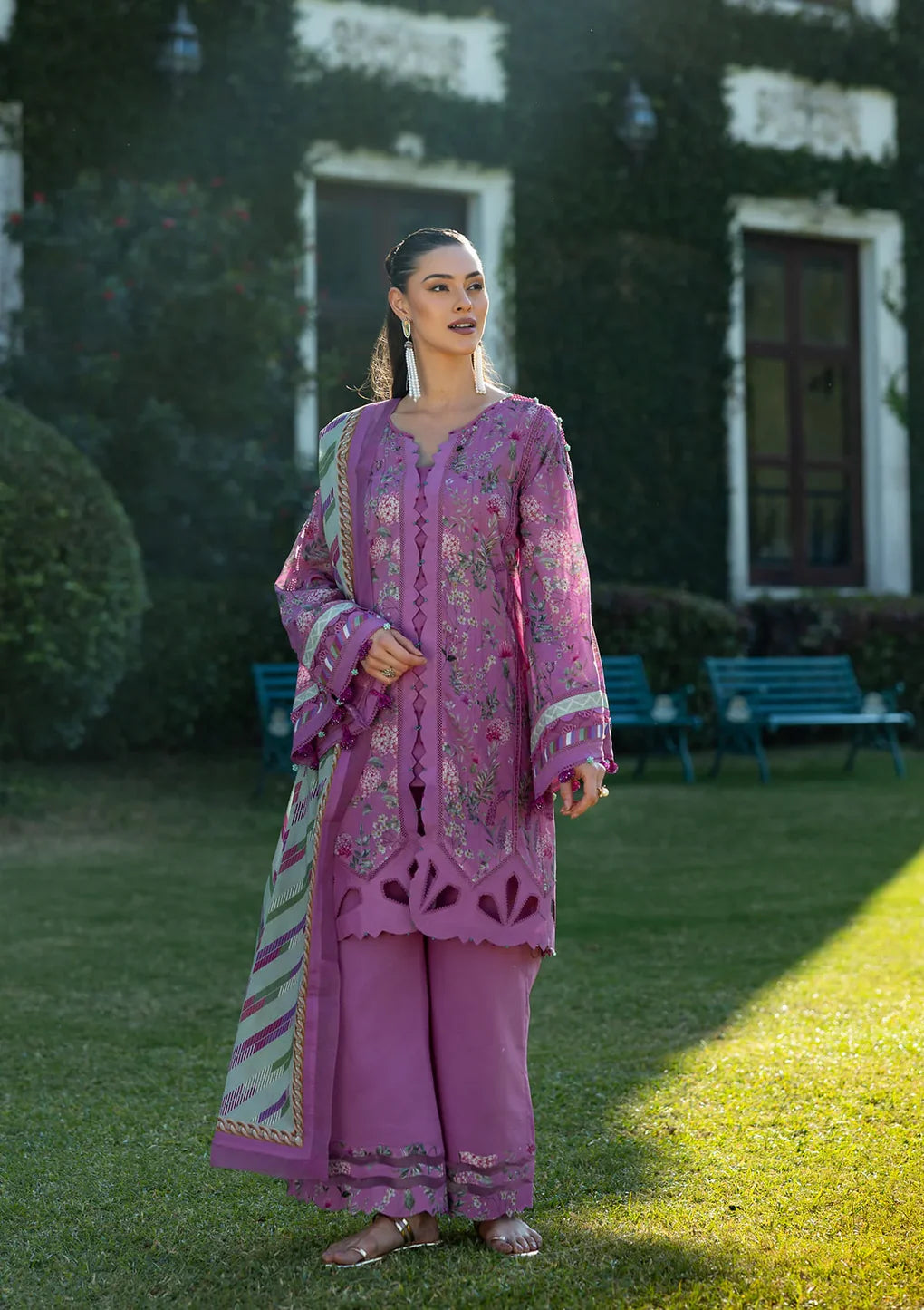 EPE-04B FUCHSIA FANTASY - Default Title - Elaf Premium Digital Printed Lawn Dress