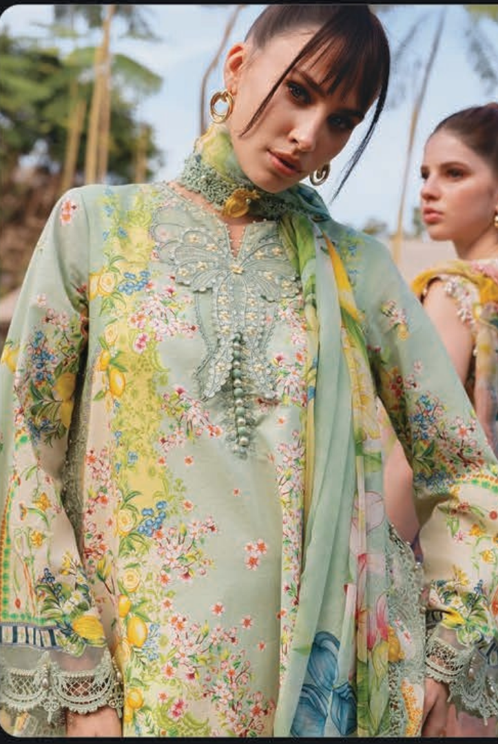 3 Piece Stitched Lawn Suit by Maria B. MPrints Spring/Summer ’26 D-8B
