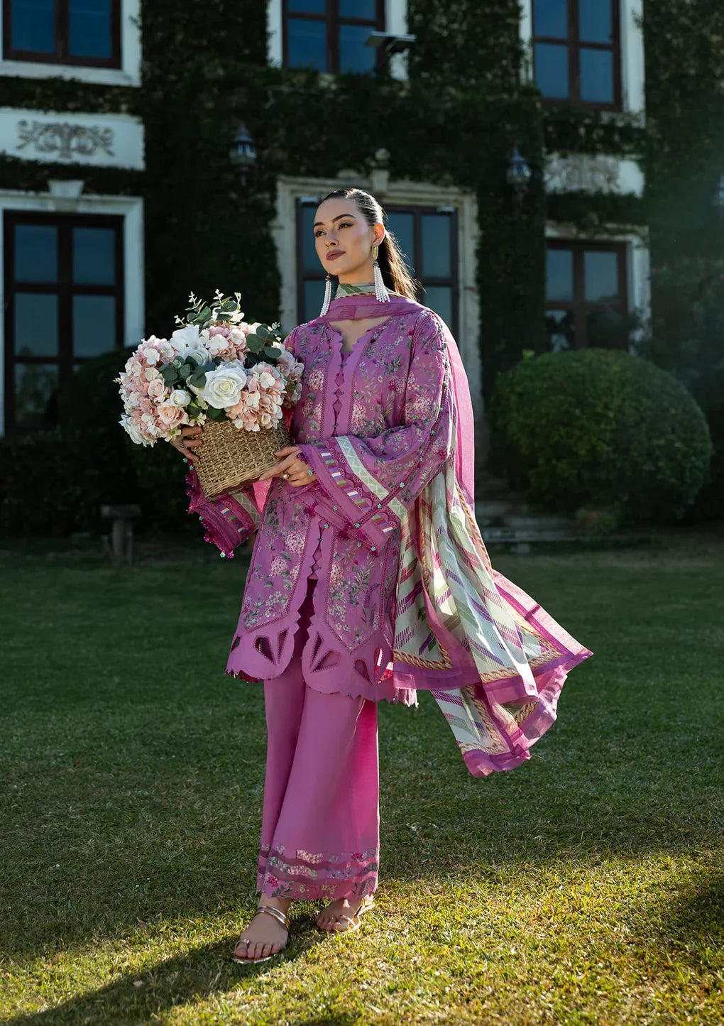 EPE-04B FUCHSIA FANTASY - Default Title - Elaf Premium Digital Printed Lawn Dress