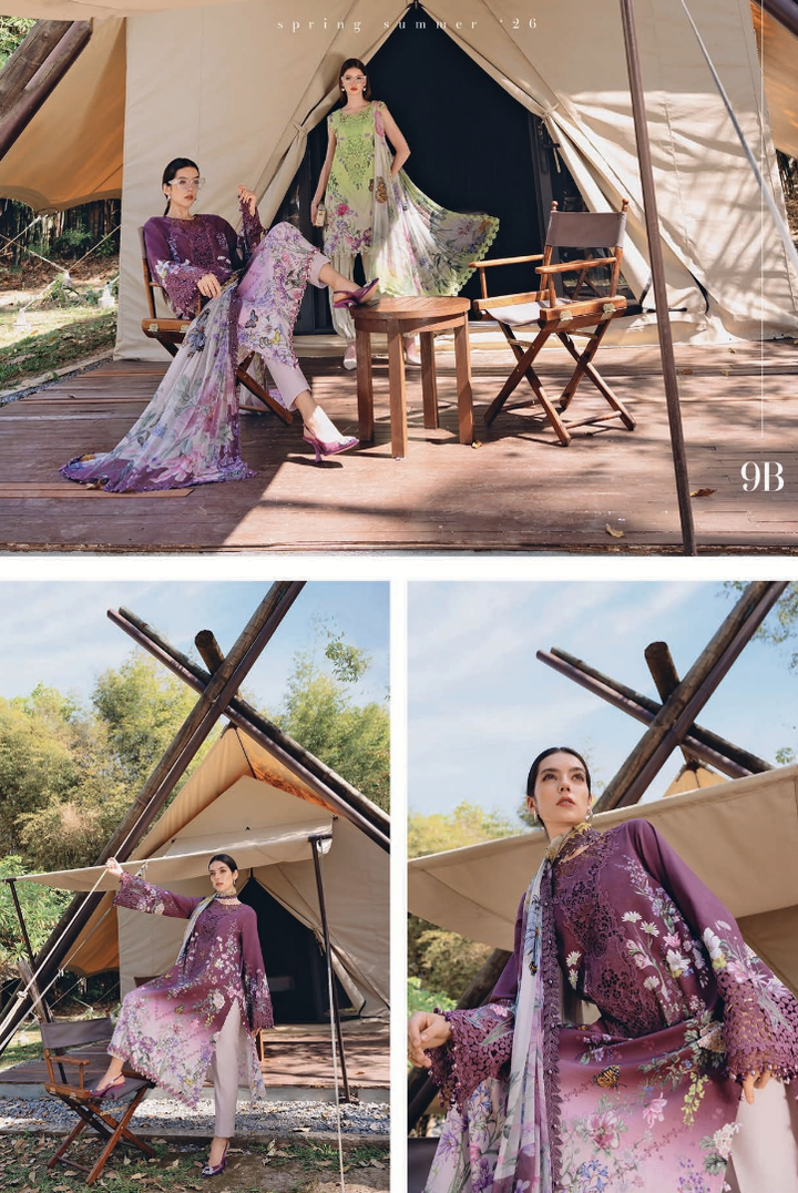 3 Piece Stitched Lawn Suit by Maria B. MPrints Spring/Summer ’26 D-9B